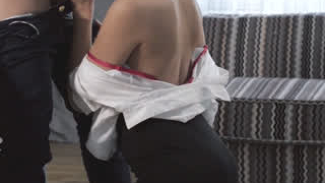 Good girl knows what to do during her work