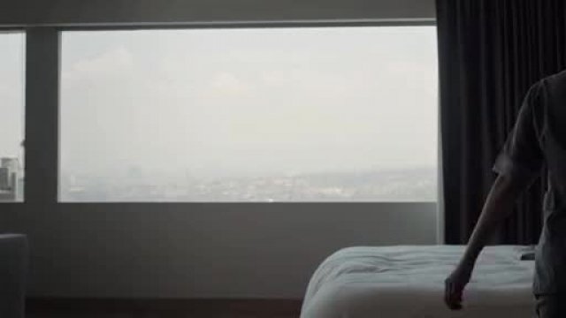 Gabriela Cartol giving a voyeuristic show to the window cleaner in a hotel......