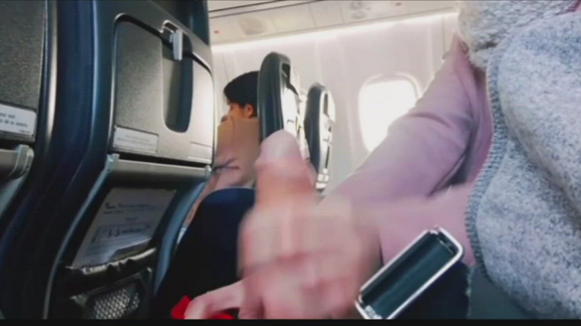 Handjob on a plane next to people, why not