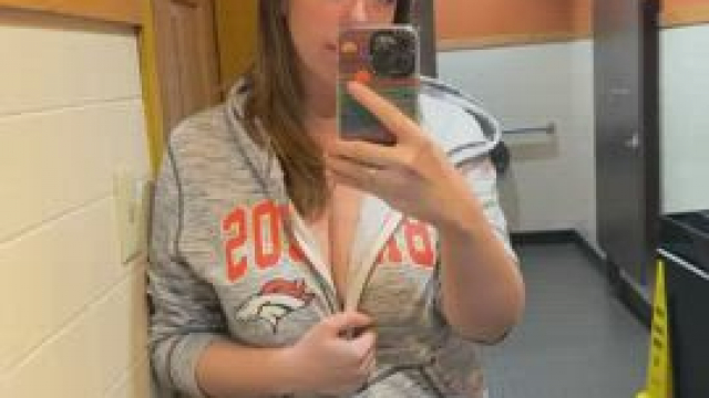 Almost got caught but couldn’t wait to get home to show you my tits! [gif]