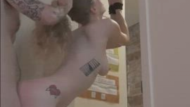 Cranking her head back while she's tied up and taking it from behind