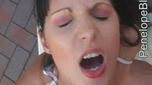 Penelope takes 3 creamy cumshots to the face