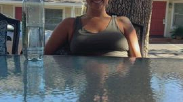 Flashing my pussy on the patio at the hotel felt risky [GIF]