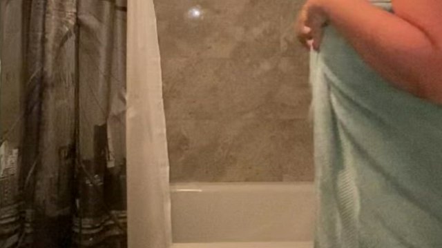 Bareback long hair curvy shower