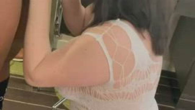 Sucking a big cock and taking it in my pussy while my husband enjoys the show