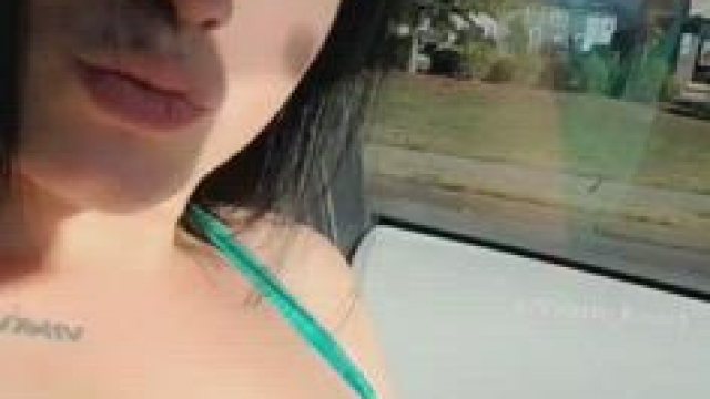Riding around, Playing with my titties