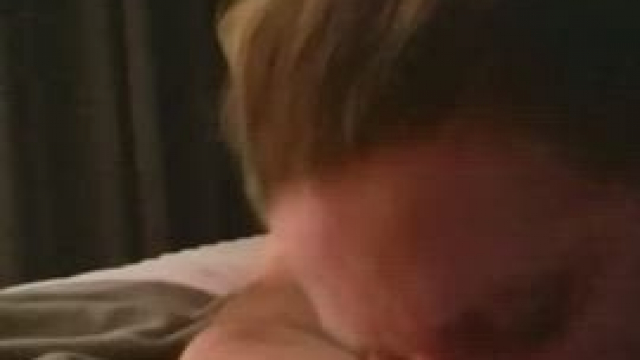 Finishing down her throat.