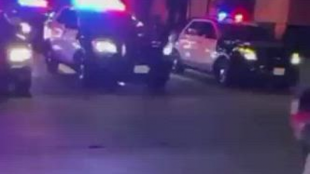 In front of the cops