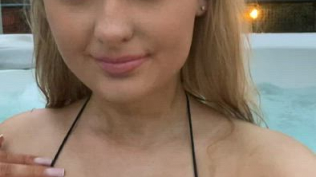 I was so shy to get my tits out at this public hot tub