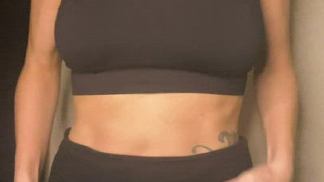 Home from soccer practice! Leggings and sports bra life!