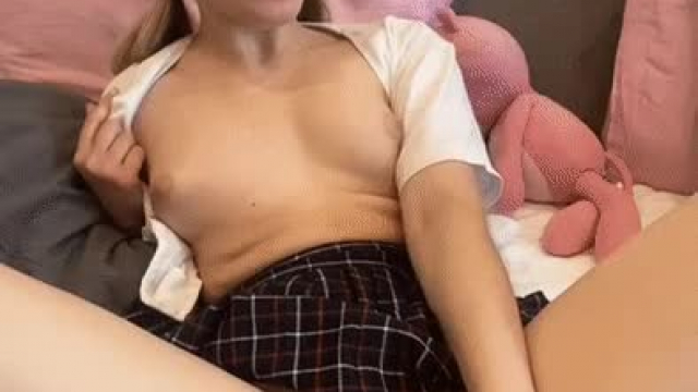 Shy student banging her tiny vagina