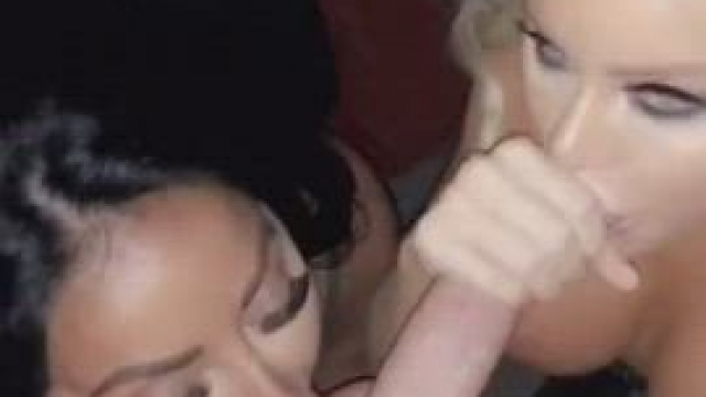 2 ladies share a dick in the parking lot