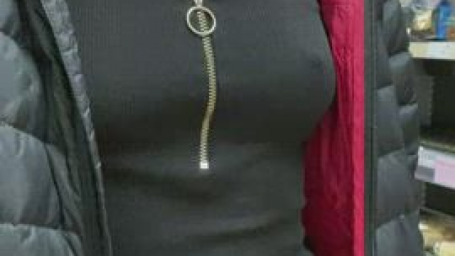 Braless in the local shop