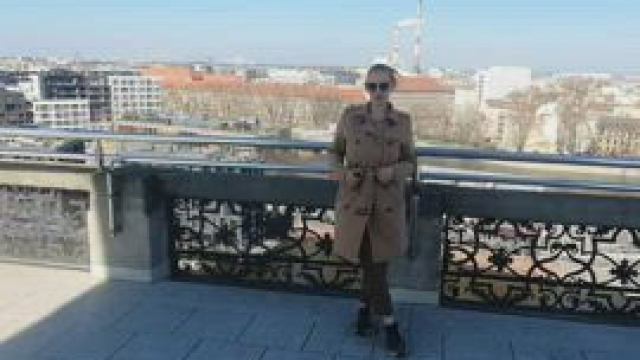 On this terrace you can see the whole old town and my big tits by the way. Heh [