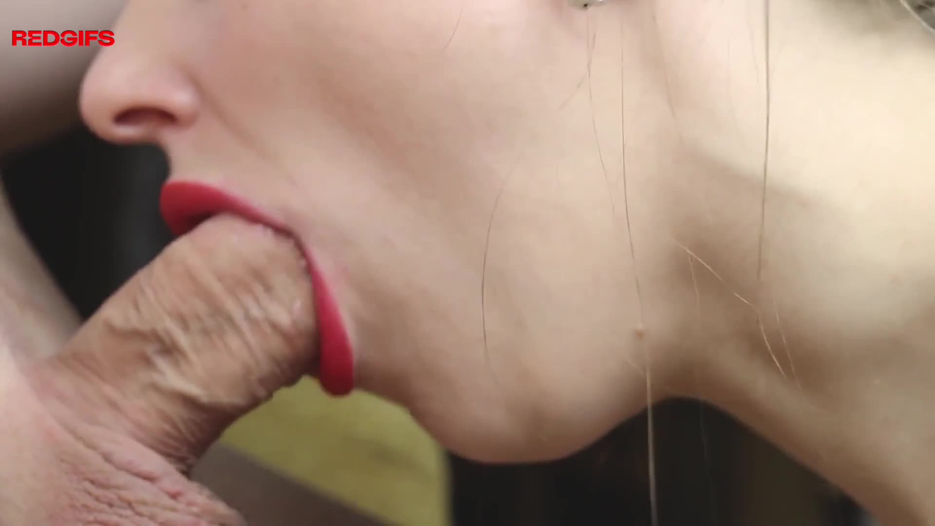 Love how she licks him while he pumps the hot load between those red lips