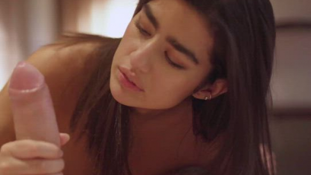 Desi babe sucks a thick white cock