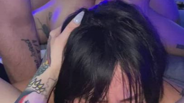 Tattooed Asian Doggystyle Threeway Orgy Screw