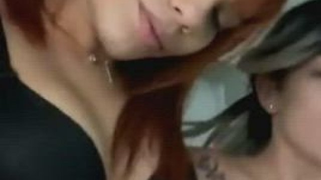 Two cute friends kissing