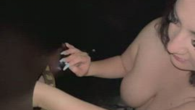 A stranger sticks their cock in the hole for me to play suck and then gropes my 