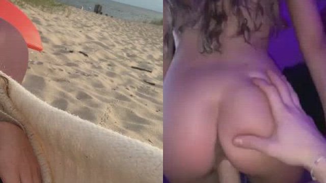 She's not even scared to masturbate on a public beach
