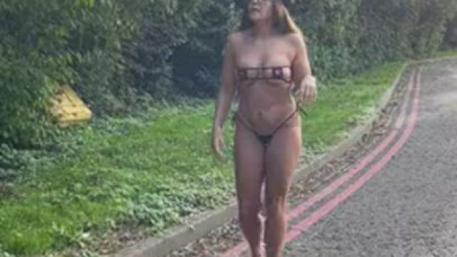 Micro bikini showing off