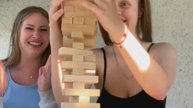 We dared each other that the loser has to flash their tits, so enjoy