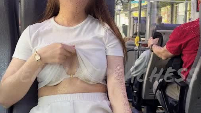 Sit opposite my wife on the bus and get this view