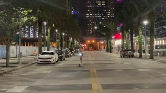 Keep an eye out for a girl riding around town on a scooter