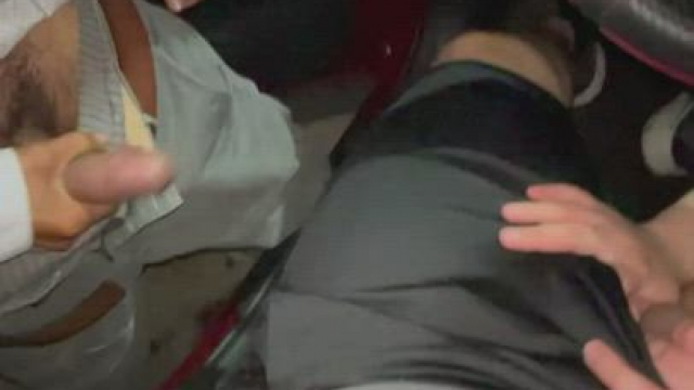 Sucking my husbands cock while strangers watch and jack off in a parking lot [F]