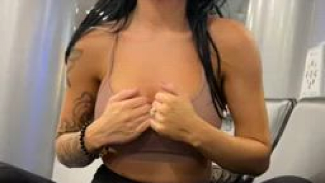 [f] lashing my boobies at the airport.