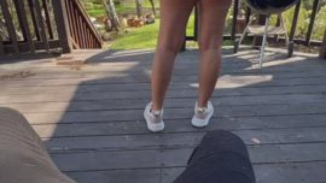 We got feisty on the back porch knowing the neighbors can see us