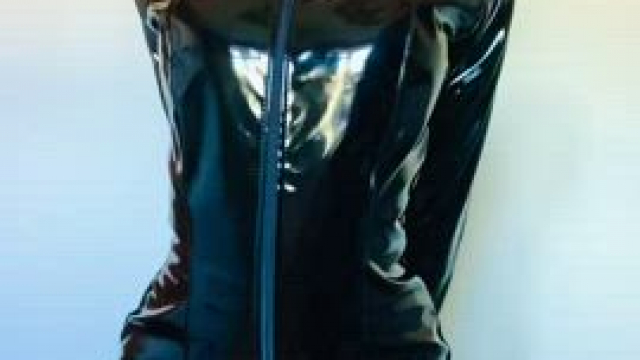 Locked in a tight PVC dress