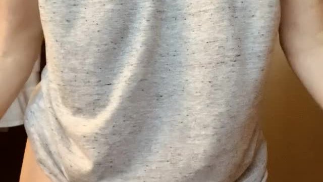 Baggy t shirt, Mature boobs underneath