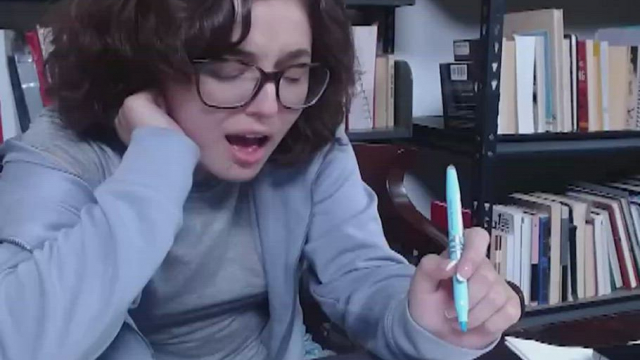 Nerdy Teen Girl Orgasms In Library