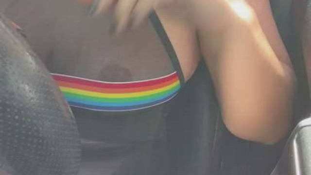 Showing my nipples to the cashier