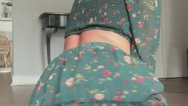 Revealing a big surprise under my skirt