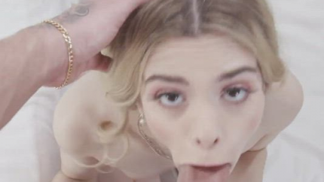 Adorable Molly Little on her knees sucking cock