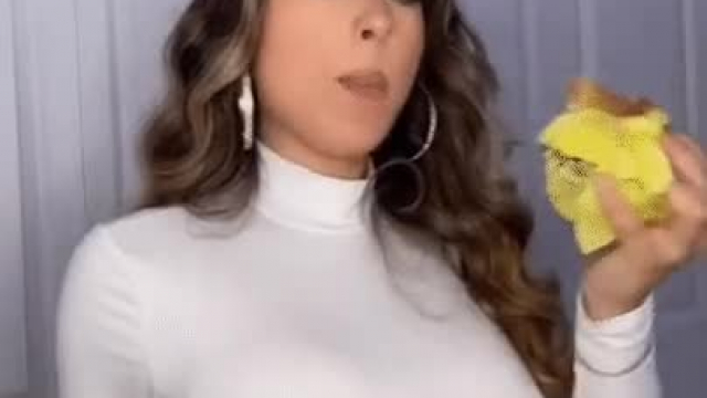 Busty Latina in a Tight White Top