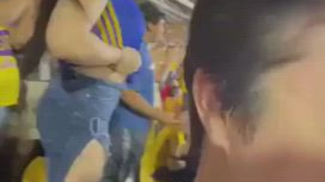 Sexy Latina is happy that her soccer team scored