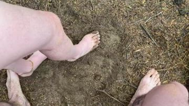 Finishing outdoors on a nude hike