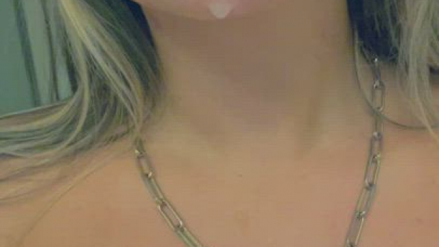 Do I look pretty with his cum on my face?