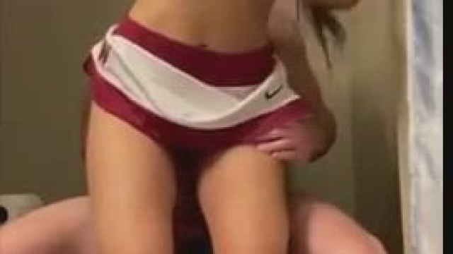 Cheerleader practicing her techniques