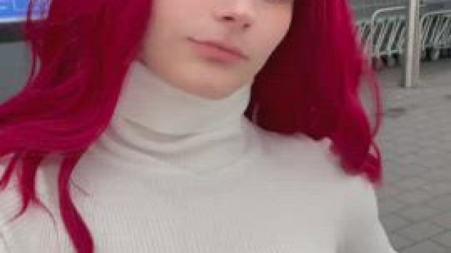 Finally finished shopping... decided to get my tits out in front of the store, h